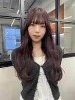 ニコ トウキョウ 渋谷(nico TOKYO)&nbsp;ダブルカラーチェリーレッドピンクブラウン韓国レイヤーロング