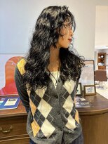 ヘアーアイストゥーレ(HAIR ICI TRE)&nbsp;ロングレイヤーパーマドライパーマプードルパーマダークグレー