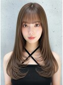 透明感髪質改善カラー韓国風レイヤーカットグレージュ春カラー