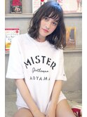 ハイライトカラー オリーブカラー セミウェットウェーブ