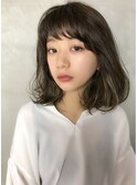 ◆外ハネボブ【くびれヘア・透明感アッシュハイライトカラー】