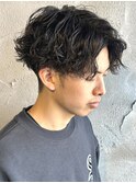 波巻きスパイラルパーマセンターパート大人メンズパーマ高崎群馬