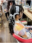 ツインテールにレースアップを追加した可愛すぎる推し活ヘア