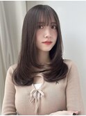 ラベンダーベージュレイヤーカット韓国ヘア
