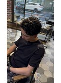 MEN'S HAIR/束間ショート/オールバックパーマ/フェード
