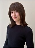 チョコレートブラウン 前髪カット 外ハネ 顔周りカット 20代