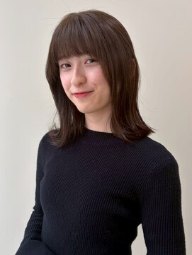 ユニバイリサ 天神大名店(uni by risa) チョコレートブラウン 前髪カット 外ハネ 顔周りカット 20代