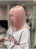 19226_ホワイトピンクアッシュワンレンハッシュカットボブ