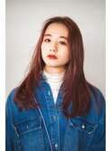 甘めワンカールピンクレッドロング