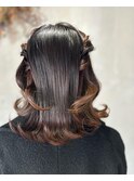 2023AW/ hairmakeWILLOW　ミディアムハーフツイン