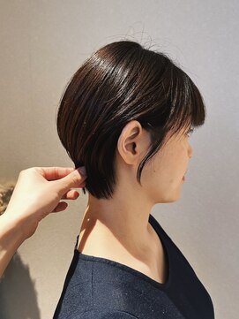 ノラギンザユー(NORA GINZA/U) 丸みショートマッシュコンパクト黒髪ベージュショート前髪あり