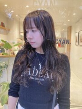 シアン 大須店(CYAN.) ロングウェーブパーマ×アッシュブラウン