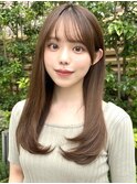 20代30代40代◎前髪パーマ韓国風巻きくすみベージュお団子ヘア