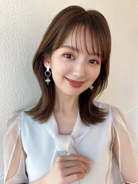 ラルユー 金山(LallYou) ミニウルフ前髪パーマ韓国くびれミディアムチェリーブラウン