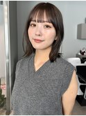 ミディアムくびれ巻き結べるボブ顔まわりカット前髪イメチェン