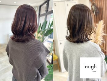 ラフ(laugh)の写真/髪に優しい商材選定でダメージを最小限に抑え、艶感たっぷりの上質カラーを実現！髪の芯から美しい艶髪に♪