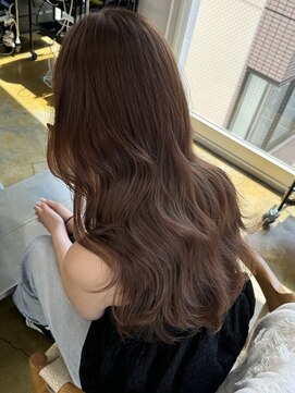 韓国顔まわりレイヤーカットグレージュオリーブベージュブラウン