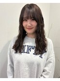 透けバング×やわらかラフロングパーマ