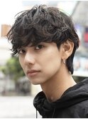 原宿シャドウパーマ無造作パーマラウンドマッシュウルフ刈り上げ