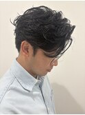 メンズマッシュセンターパートスパイラルパーマニュアンスパーマ
