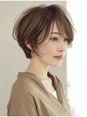大人可愛い40代50代くびれショートボブ丸みショート