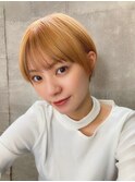 丸みショート＿セクションカラーペールベージュ