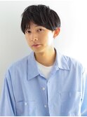 爽やかセンターパートマッシュ/黒髮メンズツーブロック