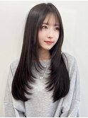ワンホンレイヤー/前髪あり/大人かわいい20代30代40代50代