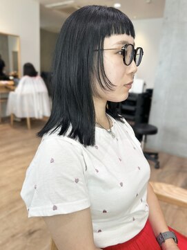 セイドット オモテサンドウ(Say. omotesando) say.こなれミディぱっつんアッシュブラックイメチェン姫カット