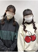 あみこみみつあみリボンヘア