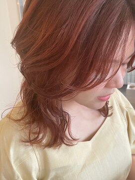 イマ 名駅店(ima) ブリーチ無しダブルカラーで作るオレンジベージュ