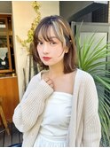 【インナーカラー×くびれボブ】ナチュラルハイライトボブ
