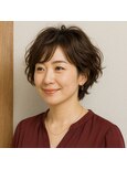 ミセスふんわりパーマ　ショートボブ　20代 30代 40代 50代 60代