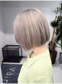 シルバーピンク春カラーハイトーンボブ