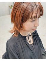 テトヘアー(teto hair)&nbsp;ウルフ　オレンジ　レイヤー　グラデーション