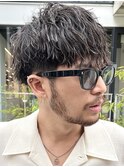 2ブロック刈り上げマッシュ　【アシメバング】　サイドパート