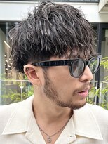 2ブロック刈り上げマッシュ　【アシメバング】　サイドパート