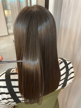 ストーリー 長野店(STORY:E) 丸くなる縮毛矯正×オリーブベージュ(白髪染め)[30代/40代/50代]