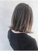 切りっぱなしボブルフ黒髪ネビージュ小顔ワンレン20代30代