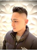 極道パーマ/黒髪短髪/オールバック/ワイルド