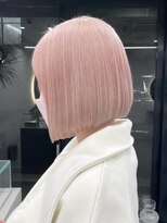 ソル バロール 表参道(SOL .valor)&nbsp;タッセルボブ外ハネ切りっぱなしボブペールピンク顔周りレイヤー