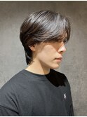 メンズセンターパートニュアンスパーマ毛流れメンズパーマ 