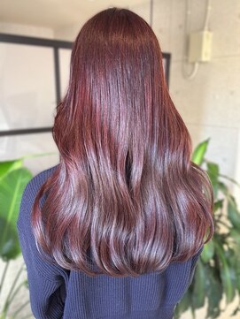 アンニュ(annuy) カシスレッドカラー 顔周りカット ブリーチなしダブルカラー