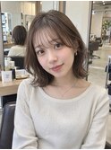 シアーブラウン外ハネミディボブ