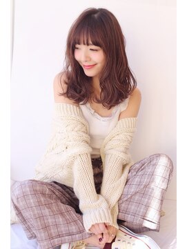 トータルビューティーサロン プリエ(prier) シースルーバング ナチュラルミディ ぱっつん前髪/透明感カラー