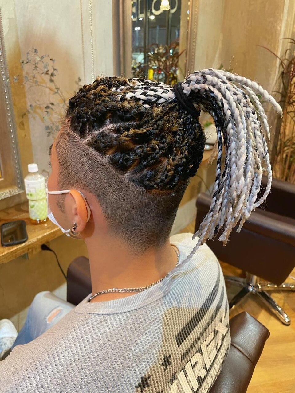 メンズブレイズヘア】ホワイトシルバーグラデーション：L101760380