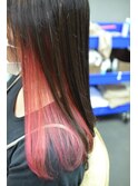 黒髪インナーカラーピンク！