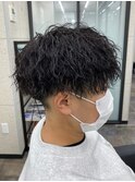 ツーブロックマッシュ　ハード束感ツイストスパイラルパーマ