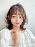 レイヤーボブ_斜めバンググレージュカラー_ba401291