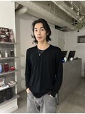 =メンズボブ/ダークアッシュ/ニュアンスパーマ／メンズウルフ